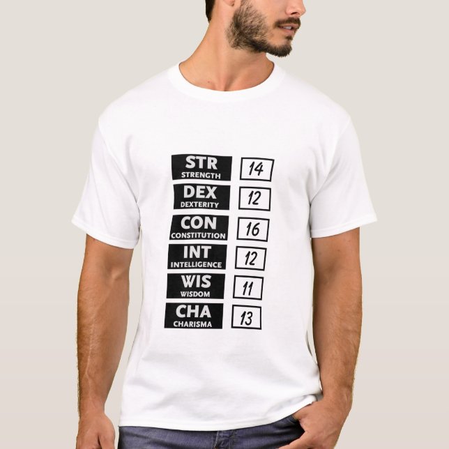 Camiseta Contagem da capacidade do RPG (preto & branco) (Frente)