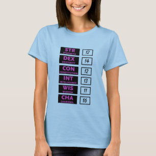 Camiseta Contagem da capacidade do RPG (rosa & preto)