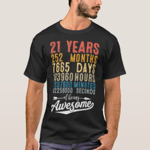 Camiseta Contagem de aniversário de 21 anos de Vintage com 