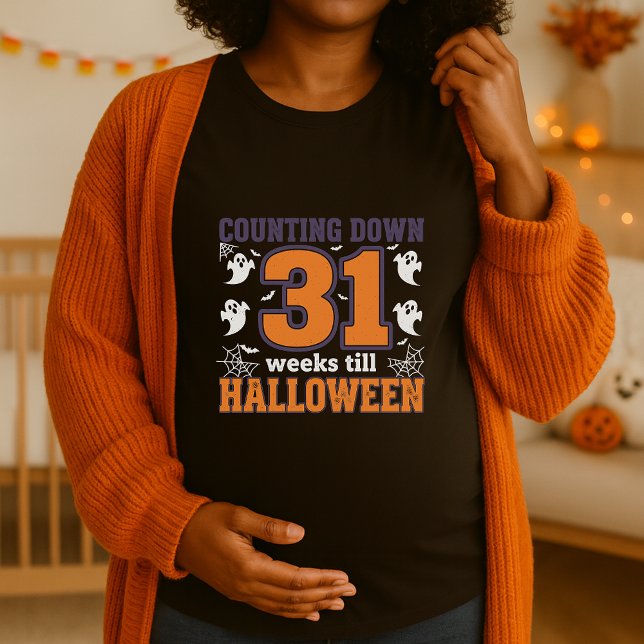 Camiseta Contagem de Maternidade do Halloween (Criador carregado)