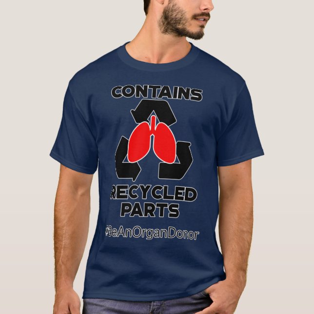 Camiseta Contém Reciclado Partes de Transplante Pulmonar Pr (Frente)