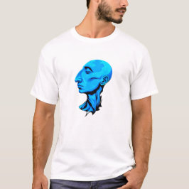 Camiseta Contemplação Eoral no rosto azul