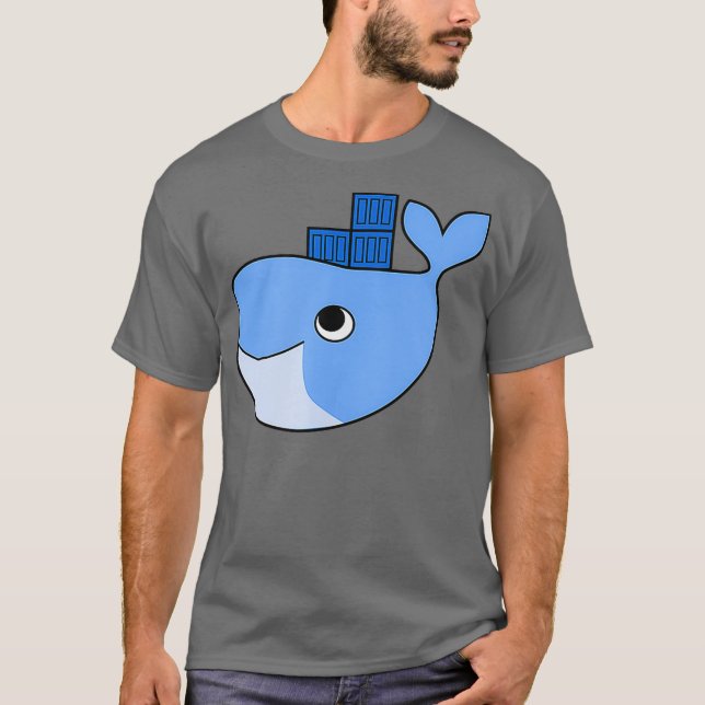 Camiseta Contentor De Enxame De Docker Na Hackathathon Azul (Frente)