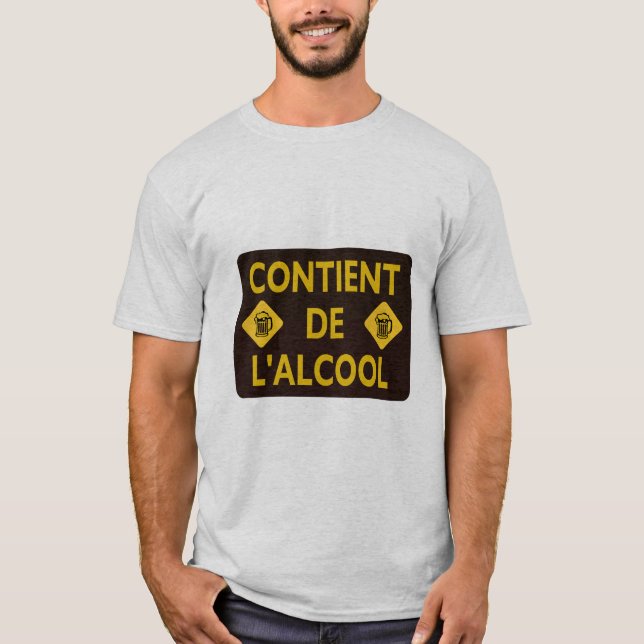 Camiseta contient alcool biere chope binouze mousse humour  (Frente)