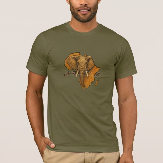 Camiseta Continente africano com cabeça de elefante (Frente)