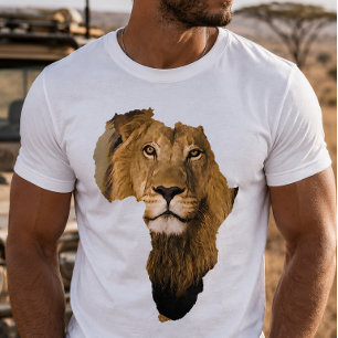 Camiseta Continente Africano Leão Animal Africano