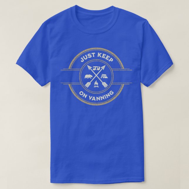 Camiseta Continua a vanning do estilo de vida da van. (Frente do Design)