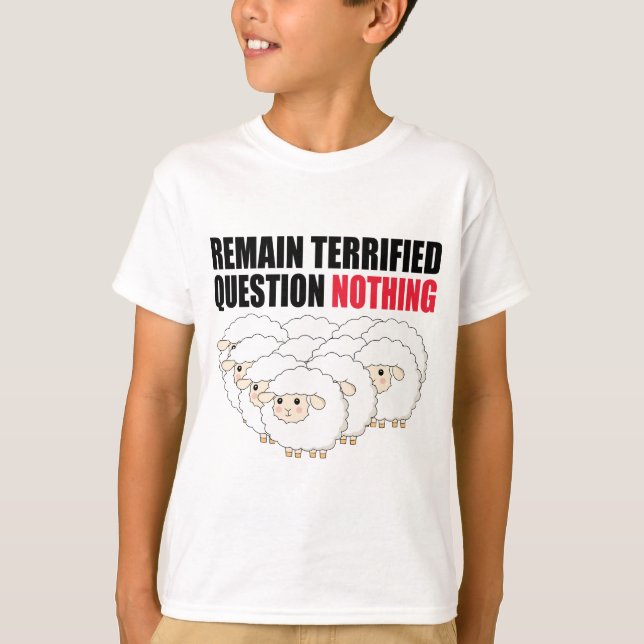 Camiseta Continua Aterrorizada Pergunta Sem Ovelha (Frente)