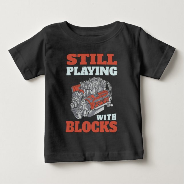 Camiseta Continuando brincando com blocos mecânicos (Frente)