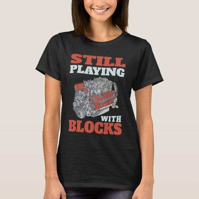 Camiseta Continuando brincando com blocos mecânicos (Frente)