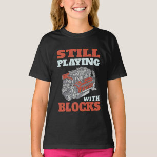 Camiseta Continuando brincando com blocos mecânicos
