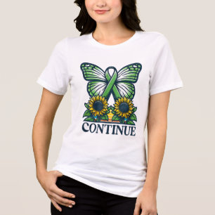 Camiseta Continuar ; Borboleta Verde Fita Mental Aw