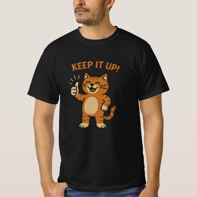 Camiseta Continue! Gato de Miniaturas Motivacionais de Cute (Frente)