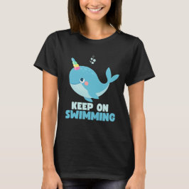 Camiseta Continue Nadando Baleia Kawaii