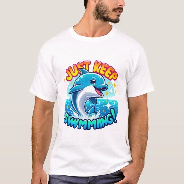 Camiseta Continue nadando golfinho (Frente)