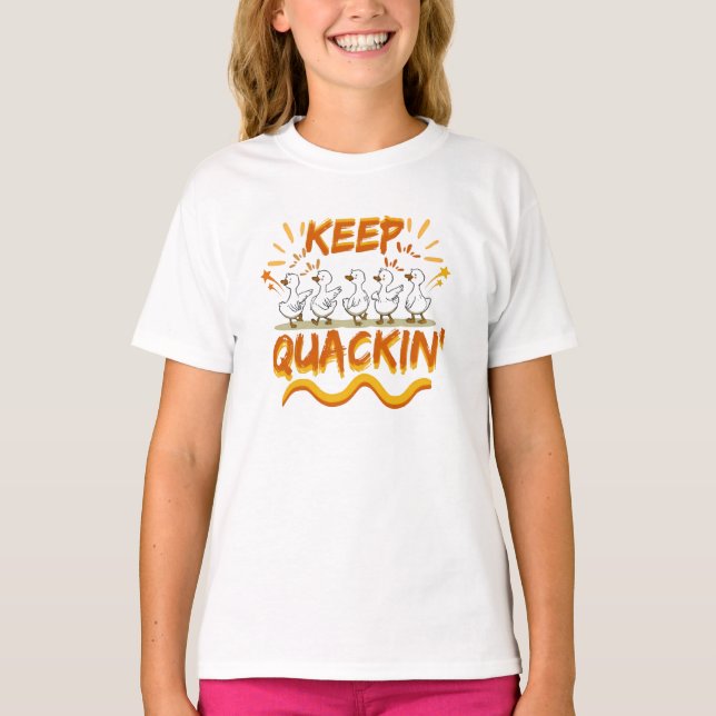 Camiseta Continue Quacando (Dançando) Pato Engraçado Pun (Frente)