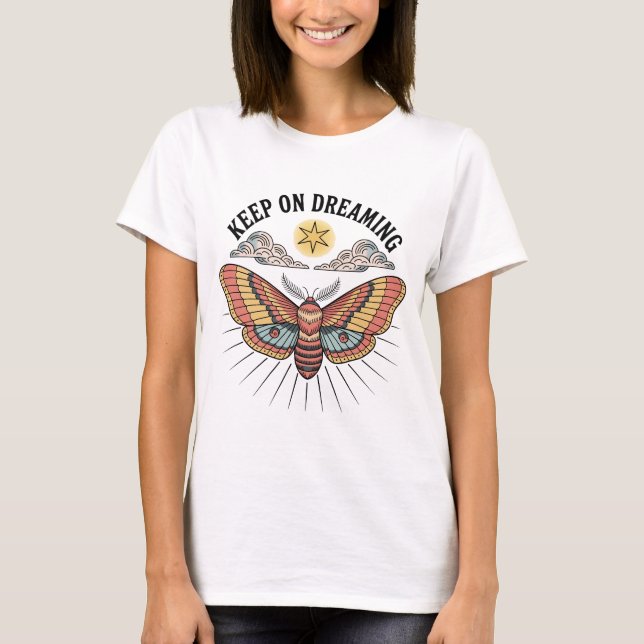 Camiseta Continue Sonhando Mariposa Celestial (Frente)