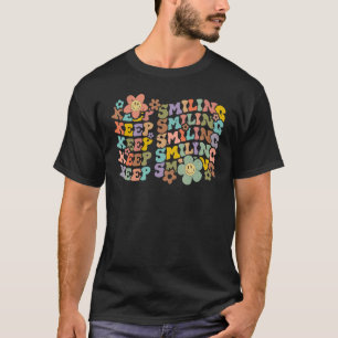 Camiseta Continue sorrindo Feliz Face Flor Saúde Mental