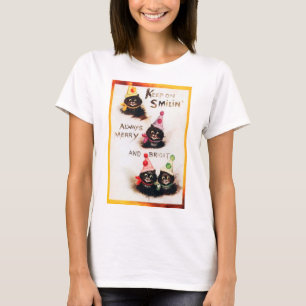 Camiseta Continue sorrindo, Gato Negro, Louis Wain