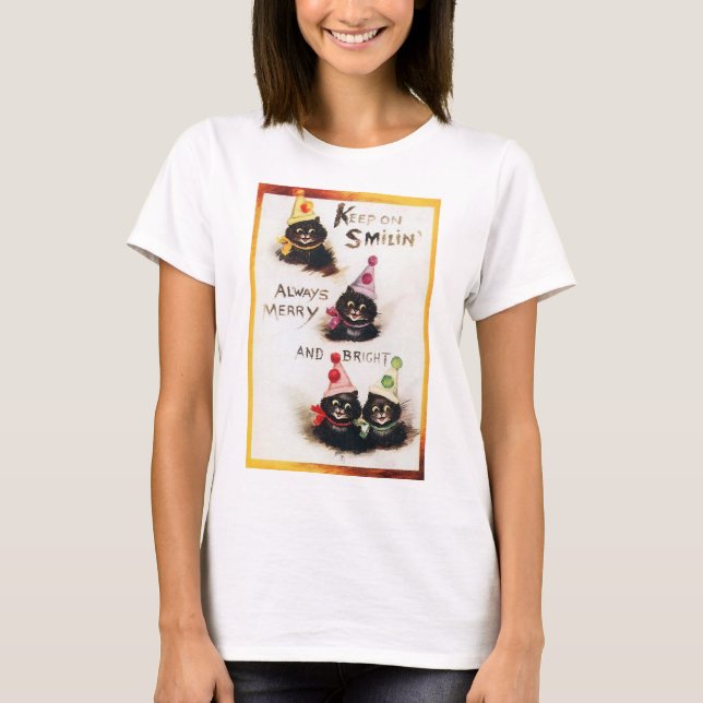 Camiseta Continue sorrindo, Gato Negro, Louis Wain (Frente)