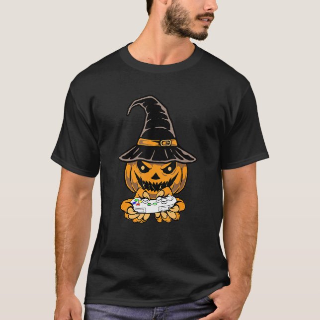 Camiseta Conto assustador do fã de abóbora do Halloween (Frente)