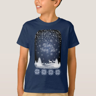 Camiseta Conto de Fadas de Férias de Inverno Floresta Nevad