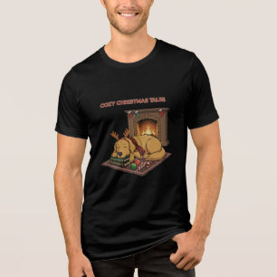Camiseta Conto de Natal Aconchegante Cachorro Golden Retr