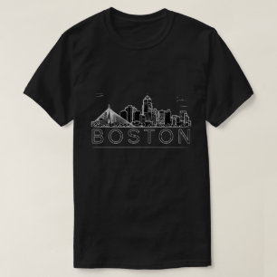 Camiseta Contorno da Silhueta da Cidade de Boston Arte Pret