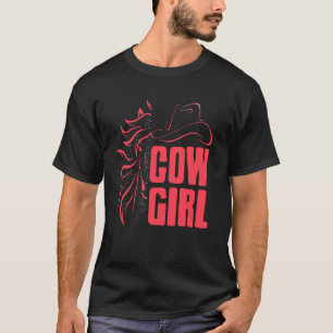 Camiseta Contorno de Cabeça de Cavalo Western Cowgirl
