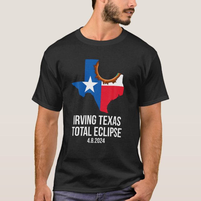 Camiseta Contorno de Estado de Irving Texas Total Eclipse 2 (Frente)