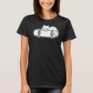 Camiseta Contorno de Gato e Skateboard Shy Cat