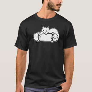 Camiseta Contorno de Gato e Skateboard Shy Cat