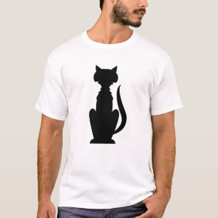 Camiseta Contorno de Gatos Geométricos Minimalista