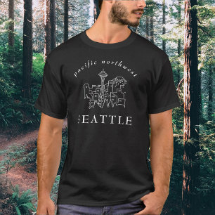 Camiseta Contorno de Seattle Skyline Pacific Northwest Outl