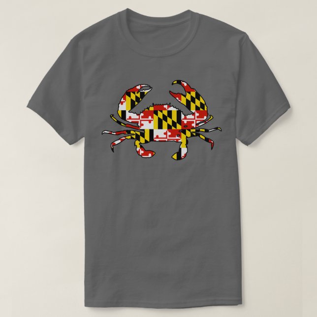 Camiseta contorno do caranguejo de bandeira de Maryland (Frente do Design)