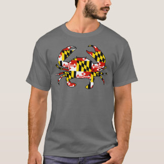 Camiseta contorno do caranguejo de bandeira de Maryland