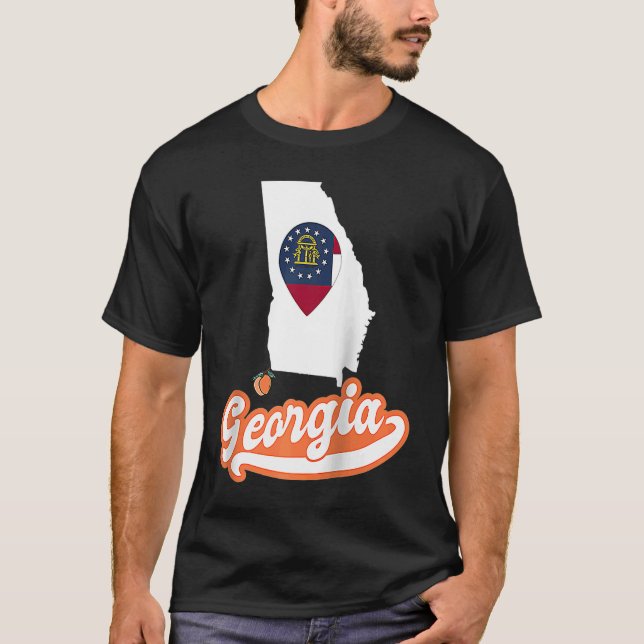 Camiseta Contorno do Estado da Geórgia com bandeira Love GA (Frente)