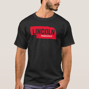Camiseta Contorno do Estado de Lincoln Nebraska Bold Red