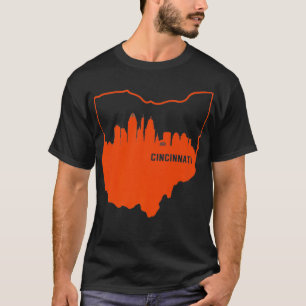 Camiseta Contorno do Estado de Ohio legal Orange Cincinnati