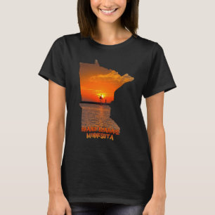 Camiseta Contorno do Estado do Minnesota Grand Marais Sunse