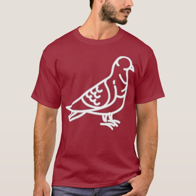 Camiseta Contorno do Ícone de Arte da Linha de Crachá Pigeo (Frente)