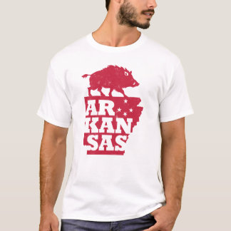 Camiseta Contorno do Mapa do Estado do Arkansas Porco Razor