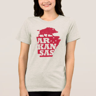 Camiseta Contorno do Mapa do Estado do Arkansas Porco Razor