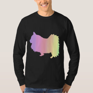 Camiseta Contorno do Rainbow Pomeranian Dog