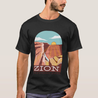 Camiseta Contorno do Skyline Silhouette do Zion National Pa