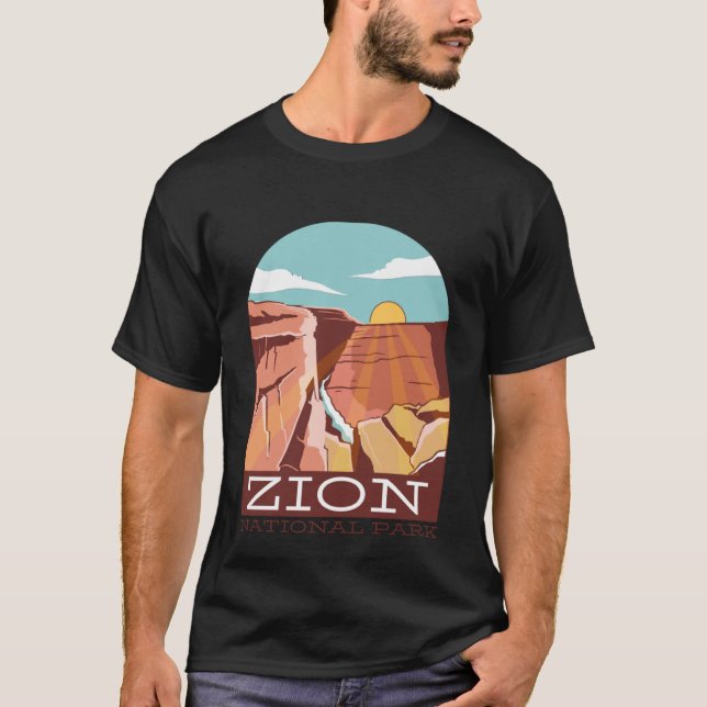 Camiseta Contorno do Skyline Silhouette do Zion National Pa (Frente)