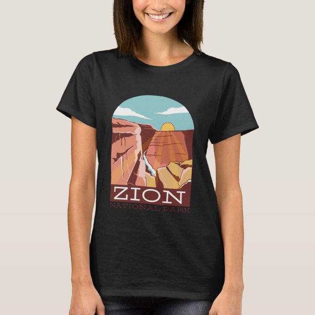Camiseta Contorno do Skyline Silhouette do Zion National Pa (Frente)