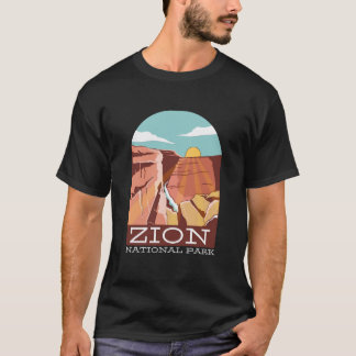 Camiseta Contorno do Skyline Silhouette do Zion National Pa