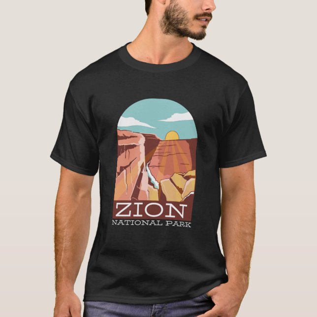 Camiseta Contorno do Skyline Silhouette do Zion National Pa (Frente)