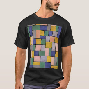 Camiseta Contorno Preto Contemporâneo Retângulo E Quadrados